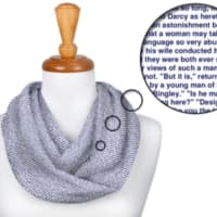 <p>Litograph Infinity Scarves, available at Byrd&#x27;s Books, are soft and versatile accessories printed with the first 30,000 words of a book on the fabric.</p>