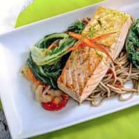 <p>Mirin glazed salmon is one of the prepared meals available for delivery by Good2Gourmet.</p>