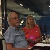 <p>Paul Regnier and his wife, Ana Hitri, at the Bernie Sanders gathering at the Silver Star Diner in Norwalk. </p>