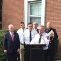 <p>Fire Chief Richard Felner speaks at the 9/11 ceremony in Fairfield on Friday. </p>