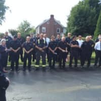 <p>Fairfield firefighters and the public gather for the 9/11 ceremony on Friday at the department&#x27;s headquarters. </p>