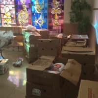 <p>Boxes jammed with Thanksgiving food from DeCicco Family Markets in New City were distributed to a church in Yonkers. </p>
