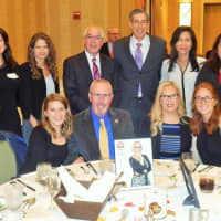 <p>Leslie Jackson of Mount Kisco Medical Group celebrates with staff members. </p>