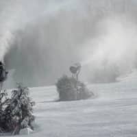 <p>Workers at Ski Sundown in Connecticut are blasting the mountain with snow.</p>