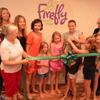 <p>The ribbon cutting at Firefly Family Yoga studio in Ridgefield.</p>