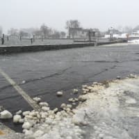 <p>Water floods Byram Park in Greenwich, Conn., at high tide on Saturday, Jan. 23, as the nor&#x27;easter blows through the area.</p>
