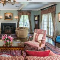 <p>The family room at 727 Bedford Road in Armonk.</p>