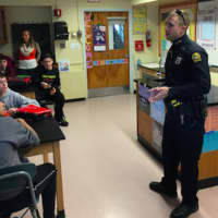 <p>Greenwich Police Officer speaking at Western Middle School.</p>