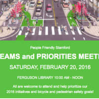 <p>People Friendly Stamford will hold a meeting to discuss its priorities for the year at noon on Saturday, Feb. 20 at the Ferguson Library.</p>