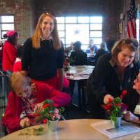 <p>Greenwich Garden Club members Libby Welch and Kathy Heidt assisting at the Greenwich Adult Daycare Center.</p>