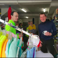 <p>From left, Jim Harron and Joe Mannion, both of Brookfield. Runners at Woodbridge Running Company in Brookfield socialize after their group run.</p>