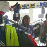 <p>Runner Pam Mannion of Brookfield shopping at Woodbridge Running Company</p>