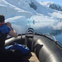 <p>Then we got off the main ship onto a Zodiac Boat to take us to the continent. I was told if you fall in you have two minutes before you go into hypothermia and croak.</p>