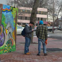 <p>Rutgers students research the downtown area in Hackensack.</p>