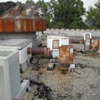 <p>Rusted ventilation system on the roof of Hasbrouck Heights Junior/Senior High School.</p>