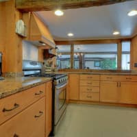 <p>The kitchen has been creatively re-stored and updated.</p>