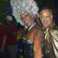 <p>Every type of character was at the Scala Ball; it was a trip unto itself! Transvestites, drag queens and every sex you could imagine. When we arrived in our gala costumes, we had to walk the purple carpet and we were cheered by onlookers.</p>
