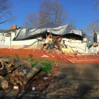 <p>The home at 28 Elmbrook Drive that was destroyed by a tree that toppled during Sunday&#x27;s high winds. No one was hurt but the family cat &quot;Lily&quot; is still missing.</p>