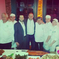 <p>In the center of the photo from the gala at Arch Street Teen Center Friday night are, from left, Christian Carion, Director, and actor Matthew Rhys and Chef Jean-Louis Gerin, James Beard Award-Winning Chef.</p>