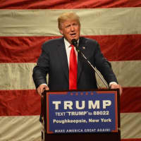 <p>Donald Trump speaks at a Sunday rally in Poughkeepsie.</p>