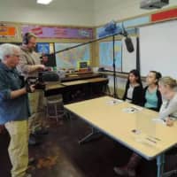 <p>Madeline Murillo, Angela Kohout and Elizabeth Sagi  filmed for the PBS program &quot;Classroom Close Up.&quot;</p>