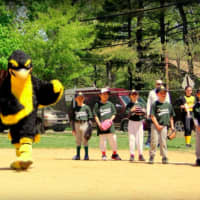 <p>The River Dell Hawk was on hand for Oradell T-Ball Opening Day.</p>