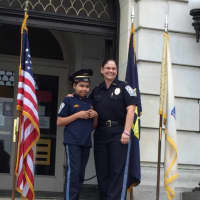 <p>Bergenfield Police Chief Cathy Madalone with Chief Giselle Nunez.</p>
