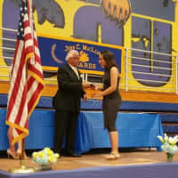 <p>Estela Vazquez receives a scholarship</p>