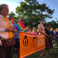 <p>Hundreds attend an Interfaith Vigil in Norwalk Thursday in memory of the 49 people murdered at a gay nightclub in Orlando.</p>