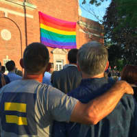 <p>Hundreds attend an Interfaith Vigil in Norwalk Thursday in memory of the 49 people murdered at the gay nightclub Pulse in Orlando over the weekend.</p>
