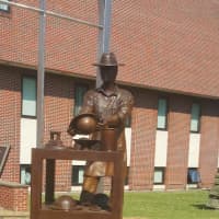 <p>The Hatter&#x27;s Monument at Danbury City Hall was created by New Fairfield sculptor David Boyajian</p>