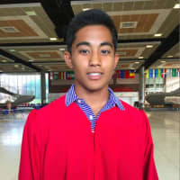 <p>Kevin Kumar prior to the 147th commencement at Greenwich High School. He will be attending Elon University in North Carolina in September.</p>