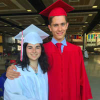 <p>Jean Gordon, left, and Niccolo Meniconi, prior to the 147th commencement at Greenwich High School on Tuesday. Gordon will attend Marymount Manhattan College while Meniconi will attend UCONN.</p>