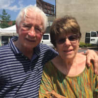 <p>Joe and Mary Ann Tuccillo, of Ridgefield, are two of the customers at the Danbury Farmers Market. The market opened Saturday and continues Saturdays until Oct. 22.</p>