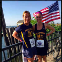 <p>Run for the Rock 5k race in Bridgeport, June 12. From left, Laura McKail and Christy Pappas. The women are a member of the Run 169 Towns Society, whose mission is for its members to run a race in all 169 towns in the state of Connecticut.</p>
