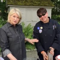 <p>Mount Kisco restauranteur Bonnie Saran joins Martha Stewart in her Katonah yard for a Fourth of July grilling video, which Stewart streamed on Facebook.</p>