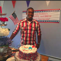 <p>Cake and decorations at the 4th of July party</p>