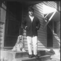 <p>Marc Catone, age 15, in November 1965 on his back porch at Putnam Drive in Danbury.</p>