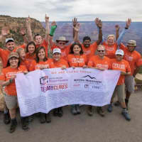 <p>Alicia O&#x27;Neill, front row, second from left, celebrates with Moving Mountains for Myeloma climbers after a hike earlier this year.</p>