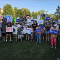 <p>There was a &quot;Trump Loves Hate&quot; rally outside the Sacred Heart University campus on Saturday night.</p>