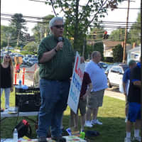 <p>Tom Kelly of Fairfield, Chair of the Trumbull Democratic Town Committee. &quot;I gave up tickets to the Go Gos for this. (It is) important not to elect Trump,&quot; he said.</p>