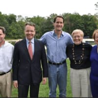 <p>From left, Democratic State Central Committeeman Ted Hoffstatter, Past State Rep. candidate Mark Robbins, U.S. Rep. Jim Himes, Current candidate for State Senate for 2016 Carolanne Curry, Current candidate for Wilton Registrar Carol Young-Kleinfeld</p>