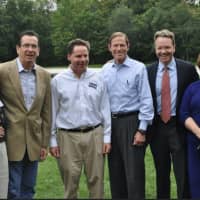 <p>From left, Carolanne Curry, Gov. Dan Malloy, Democratic State Central Committeeman Ted Hoffstatter, U.S. Sen. Richard Blumenthal, Past State Rep. candidate Mark Robbins, Candidate for Wilton Registrar Carol Young-Kleinfeld</p>