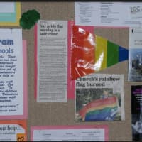 <p>Some current items posted on the bulletin board at the Triangle Community Center in Norwalk</p>
