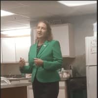 <p>Before about 30 people at the Bethel Senior Center, U.S. Rep. Elizabeth Esty speaks with voters about their concerns.</p>