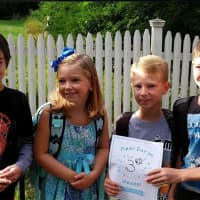 <p>From left, Dyllan King, Olivia Doris, Evan O&#x27;Connell, Jack Aurigemma who started Meeting House Hill School in New Fairfield</p>