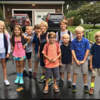 <p>The Echo Valley bus stop in Darien is ready for their first bus ride of the school year.</p>