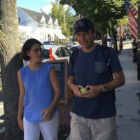 <p>U.S. Sen. Chris Murphy, joined by state Rep. Cristin McCarthy Vahey in Southport Friday. Murphy is walking across the state to speak with his constituents.</p>