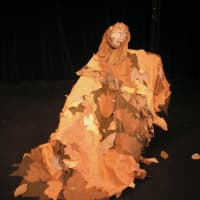 <p>Adelka Polak&#x27;s &quot;Leaf Blanket&quot; above as performed in &quot;Branches&quot; at the Sandglass Theater. The puppet was created from a life cast of Adelka Polak which was made with handmade grass papers from her farm</p>