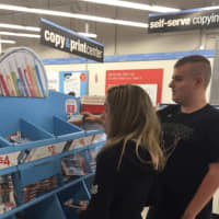 <p>Bella and Tyler Banuls grabbing school supplies at Staples in East Rutherford.</p>